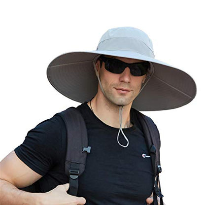 Leotruny Super Wide Brim Bucket Hat UPF50+ Waterproof Sun Hat for Fishing - color: C01-light Grey