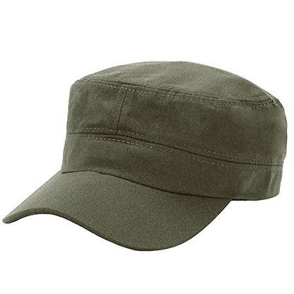 2 Pack Cadet Army Caps Flat Top Military Hats for Men Women - color: Army Green