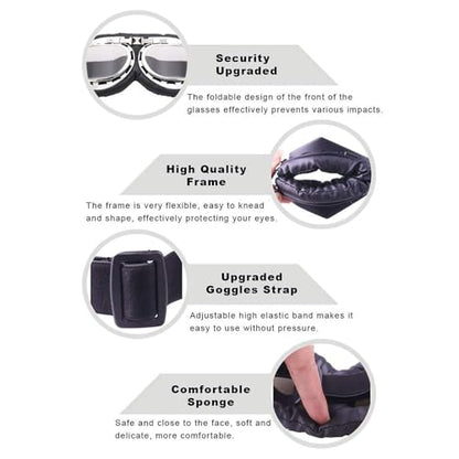 Peicees Vintage Aviator Hat And Goggles Pilot Hat Costume for Adult Leather Trapper Hat With Fur Ear Flaps Winter Warm