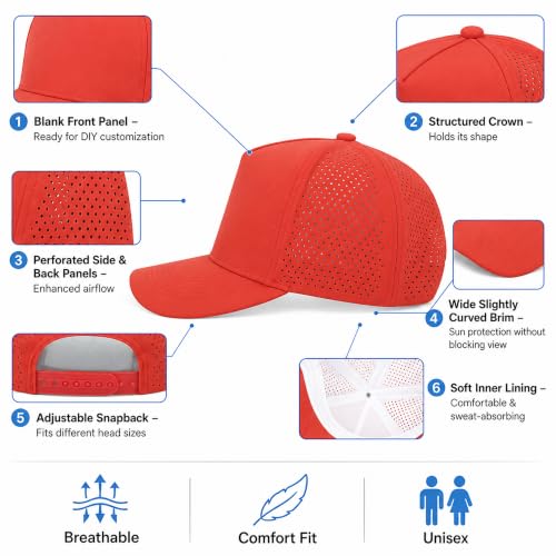 5 Panel Baseball Cap Quick Dry Mesh Snapback Hat for Women Men - color: Orange