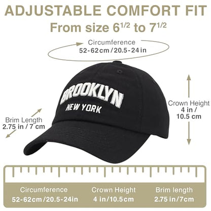 E BY ELIDAN Brooklyn New York Baseball Cap, Embroidered Dad Hat - color: Black