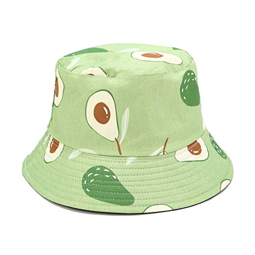 Unisex Print Double-Side-Wear Reversible Bucket Hat - color: Avocado Green