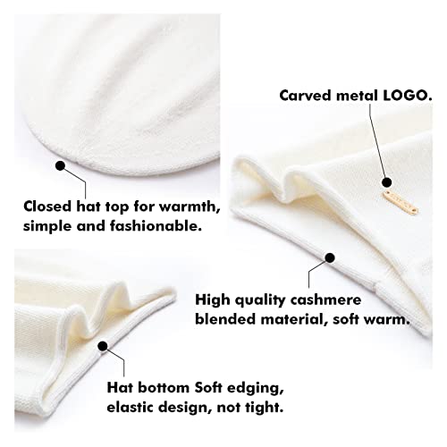 Knit Slouchy Beanie Hats for Women Cashmere Ski Cap Knitted Wool Soft Warm Winter Hat - color: A05-white