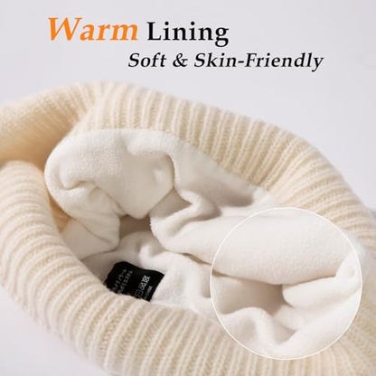 TOP-EX PolarWool Merino Wool Beanie with Soft Polartec Fleece Lining - color: Beige, size: Medium-Large