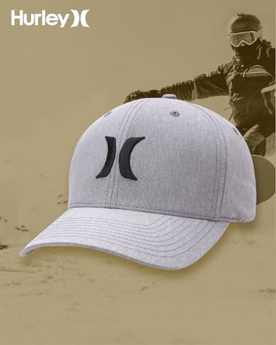 Hurley Men's Caps - One & Only Flexfit Baseball Cap - Fitted Hats for Men (S-XL) - color: Light Grey, size: Small-Medium