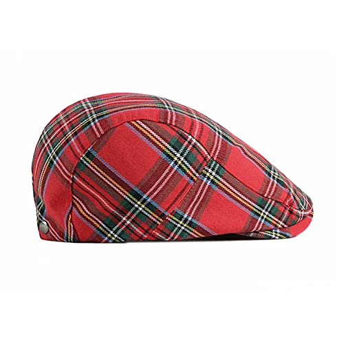 2 Pack Men's Plaid Cotton Flat Newsboy Ivy Cabbie Golf Gatsby Cap Hat - color: 666gr