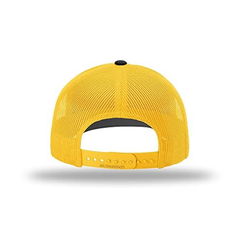 Richardson 112 Classic Six-Panel Adjustable Snapback Trucker Cap - color: Black/Gold