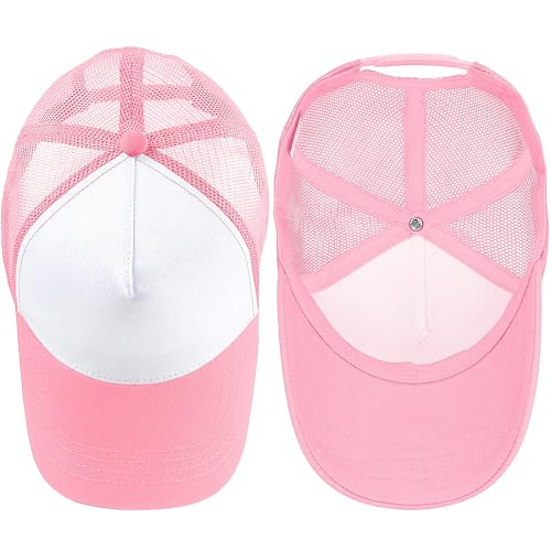Falari 12 Pack Bulk Wholesale Mesh Trucker Hats 5 Panel and 6 Panel Baseball Caps for Men and Women - color: 5 Panel - Pink