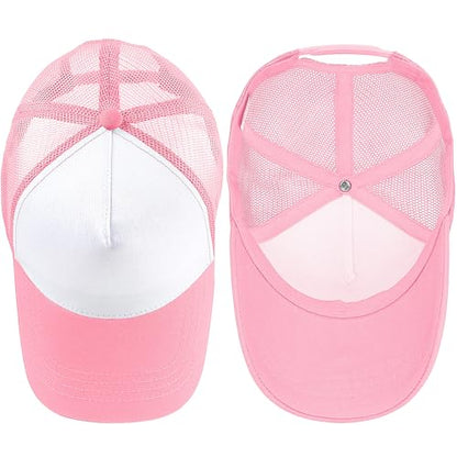 Falari 12 Pack Bulk Wholesale Mesh Trucker Hats 5 Panel and 6 Panel Baseball Caps for Men and Women - color: 5 Panel - Pink