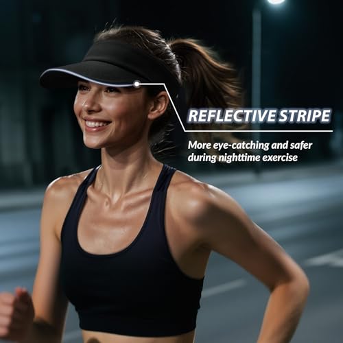 Sukeen Women's Adjustable Fit Runners Lightweight Comfort Performance Visor, Sports Sun Visor One Size Fits Most - color: Black