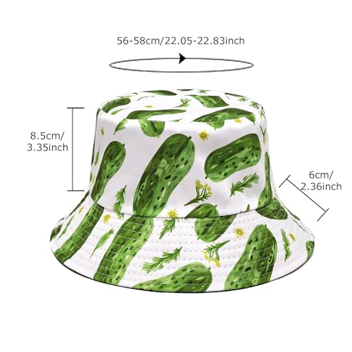 Quanhaigou Reversible Printed Bucket Hat,Summer Beach Outdoor Cap - color: Cucumber