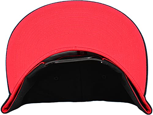 KBETHOS Classic Snapback Hat Blank Cap Underbrim Cotton Wool Blend Flat Visor Adjustable Unisex - color: Black With Red Underbrim