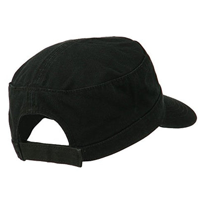Garment Washed Adjustable Army Cap - color: Charcoal