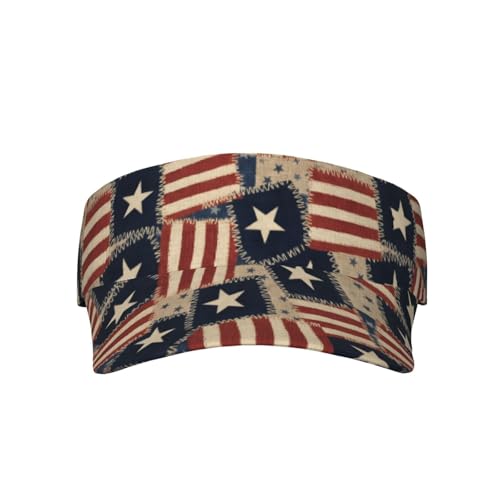 Adjustable Lightweight Open Top Sports Sun Visor Hat Cap for Golf Tennis - color: Vintage Patriotic