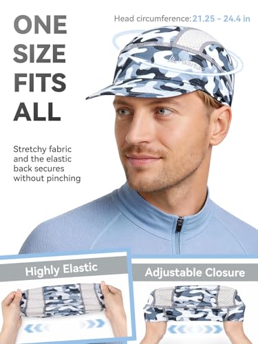 Hikenture Cycling Cap,Cooling Skull Cap Bike Hat with Sun Visor, Summer Breathable Helmet Liner Biking Cap for Men Women - color: Greycamo