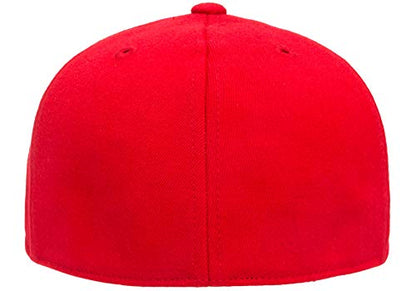 Flexfit Premium 210 Fitted Flat Brim Baseball Hat - color: Red, size: Large-X-Large