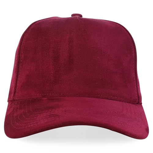 Trendy Apparel Shop 5 Panel Structured Soft Suede Snapback Ball Cap - color: Burgundy