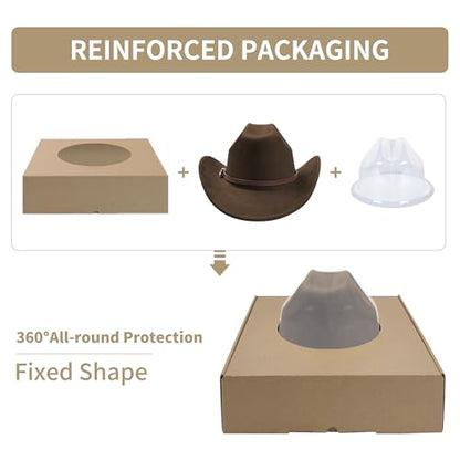 Cowboy Hats for Women and Men with Wide Brim Felt Suede Western Hats for Cowgirls and Cowboys - color: Coffee
