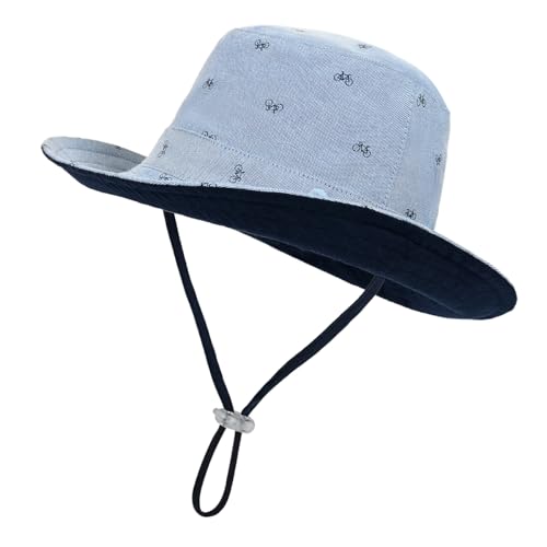 Kids Toddler Baby Boy Sun Hat Summer Bucket Hats with UPF 50+ UV Sun Protective - color: Bike/Blue, size: 0-6 Months