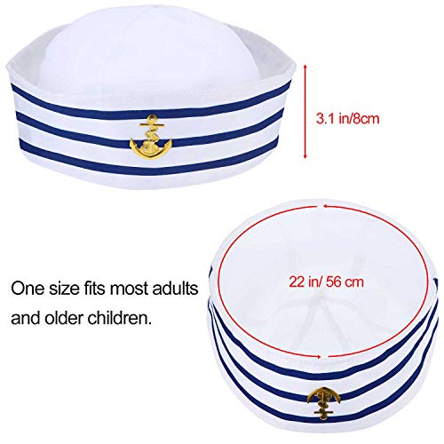 Syhood 12 Pcs Blue with White Sailor Hats Captain Navy Hat - style: Delicate Style