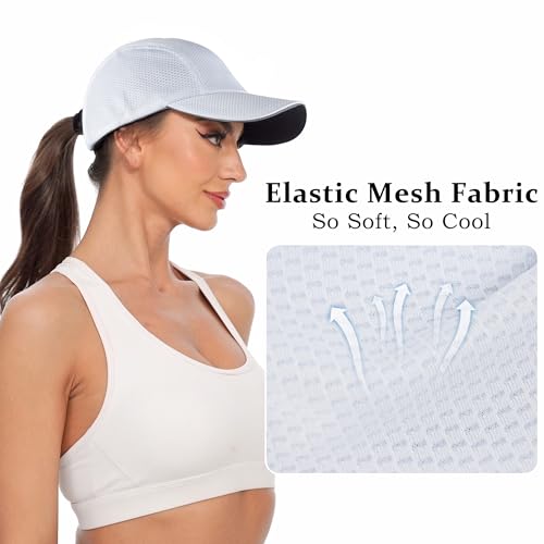 GADIEMKENSD Women's Race Day Running Cap Performance Mesh Hat - Excellent Ventilation, Lightweight, Reflective Safety - color: White