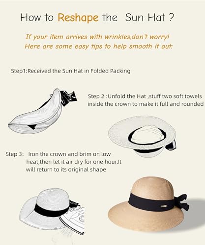 Packable Floppy Sun Hat for Women, Wide Brim Foldable Beach Hat with Soft Sweatband for Sun Protection, Travel & Summer - color: Beige-leopard Print