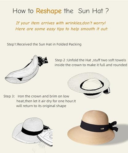 Packable Floppy Sun Hat for Women, Wide Brim Foldable Beach Hat with Soft Sweatband for Sun Protection, Travel & Summer - color: Beige-leopard Print