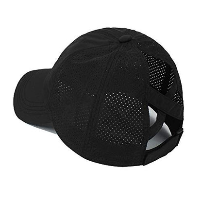 Womens Criss Cross Ponytail Hat Quick Drying Baseball Cap Sun Hats UV Protection Sport Cap - color: (2-pack)black/Dark Grey