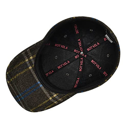 BOTVELA Men's Herringbone Tweed Baseball Cap Wool Blend Fitted Hat - color: Brown Plaid, size: 7 1/2