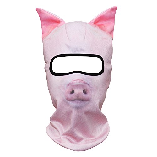 WTACTFUL 3D Animal Ears Balaclava, Breathable Face Mask for Halloween - color: Pig Meb-07