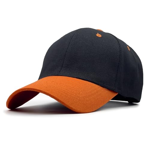 Utmost Structured Baseball Cap with Adjustable Closure - Performance Hat for Outdoor Activities (1pc Black/Orange)