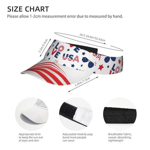 Stylish Visor Cap, Adjustable Lightweight Sun Hat for Men Women Teens - Sports, Beach, Golf, Tennis - color: Usa Stars and Stripes Pattern 1