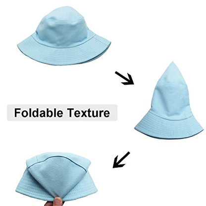 Wheebo Solid Color Bucket Hat for Women Summer Beach Fishmen Hat for Lady Adult Unisex Cotton Cap…… - color: A-sc-skyblue