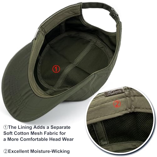 Loneshark Water Resistant Military Hat Quick Dry Cadet Cap Army Flat Top - color: Sport-logo-green