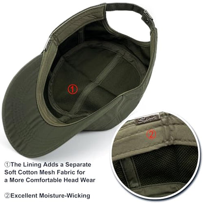 Loneshark Water Resistant Military Hat Quick Dry Cadet Cap Army Flat Top - color: Sport-logo-green