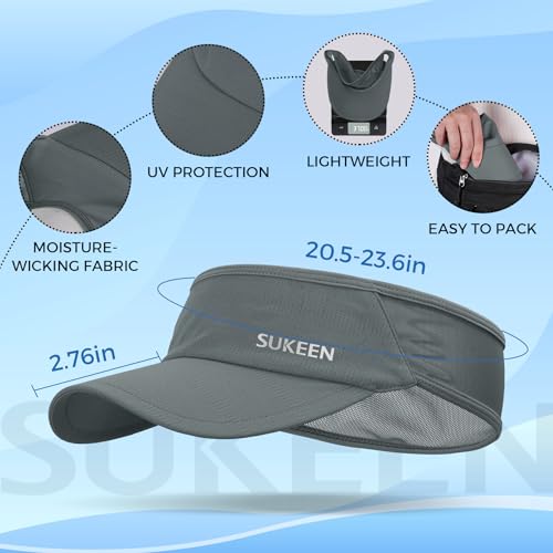 Sukeen Lightweight Sports Sun Visor Hat for Men Women - color: Grey
