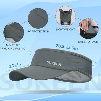 Sukeen Lightweight Sports Sun Visor Hat for Men Women - color: Grey