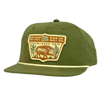 Red Dirt Hat Company Wildlife Hat | 5-Panel Western Adjustable Snapback Cap - color: The Hunt - Olive Green