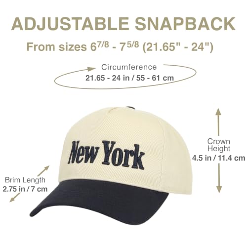 E BY ELIDAN New York Trucker Snapback Hat 3D Embroidered Baseball Cap - color: Cream Black
