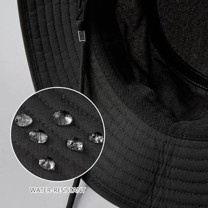 BASSDASH UPF 50+ Water-Resistant Fishing Bucket Hat with Laser Perforated Mesh Adjustable for Men Women Outdoor Hiking - color: Black