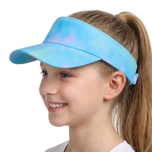 Kids Sun Visor Hat for Girls Boys Lightweight Quick Drying Summer Sports Hat for Runninig Tennis Golf Age 3-14 - color: Gradient Blue-green, size: 3-8 Years
