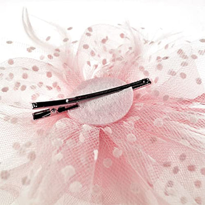 AQOKKA Women Fascinators Hats Flower Fascinators with Headband and Clip Tea Party Headwear for Women and Girls - color: 1 Pc 7" Diameter / Blush Pink
