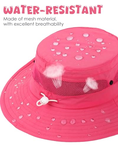 HONGTEYA Kids Sun Hat UPF 50+ Toddler Bucket Summer Hat Fishing Outdoor - color: Rose Red, size: 5-13 Years