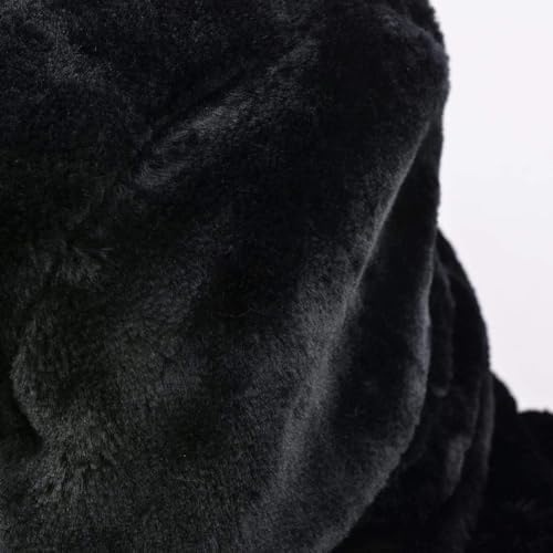 Unisex Winter Trooper Trapper Hat Warm Hats Hunting Hat with Ear Flaps - color: Black, Black Fur
