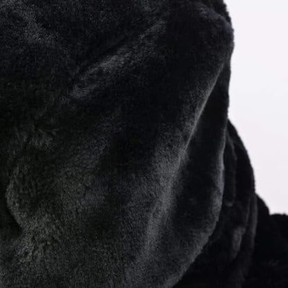 Unisex Winter Trooper Trapper Hat Warm Hats Hunting Hat with Ear Flaps - color: Black, Black Fur