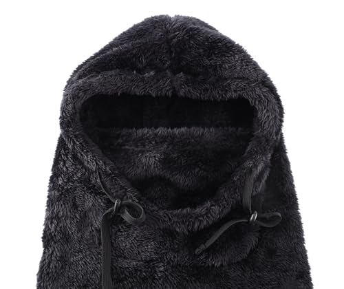 Connectyle Balaclava Hood Winter Hat for Men & Women Windproof One-Piece Fleece Hooded Scarf Ski Mask Cold Weather Hat - color: Black