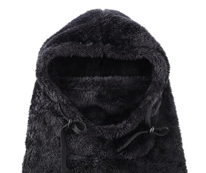 Connectyle Balaclava Hood Winter Hat for Men & Women Windproof One-Piece Fleece Hooded Scarf Ski Mask Cold Weather Hat - color: Black