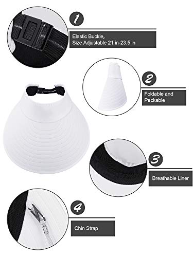 Syhood 2 Pieces Women Sun Visor Wide Brim Adjustable Golf - color: Color Set 1