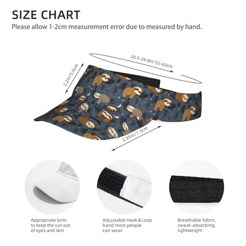 Sports Sun Visor Hat for Men Women, Adjustable Breathable Golf Tennis Cap - color: Sleep Sloth