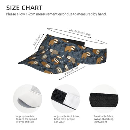 Sports Sun Visor Hat for Men Women, Adjustable Breathable Golf Tennis Cap - color: Sleep Sloth